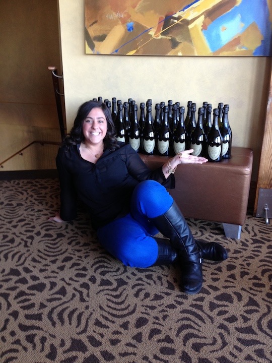 Nicole, our social media director, helping with the Dom Perignon&reg; bottles at the Chart House, Weehawken NJ